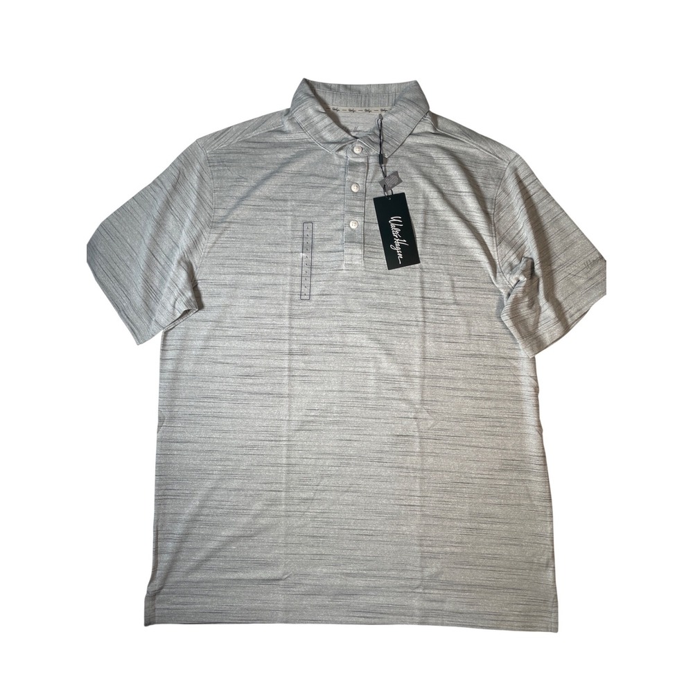 Walter Hagen Mens Perfect 11 Golf Polo Shirt Grey Space Dye‎ Moisture Wicking L